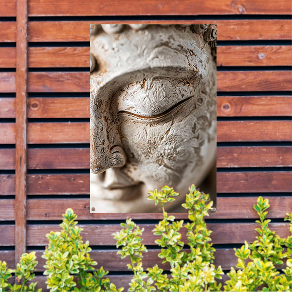 Close-up portret van serene Boeddha tuinposter