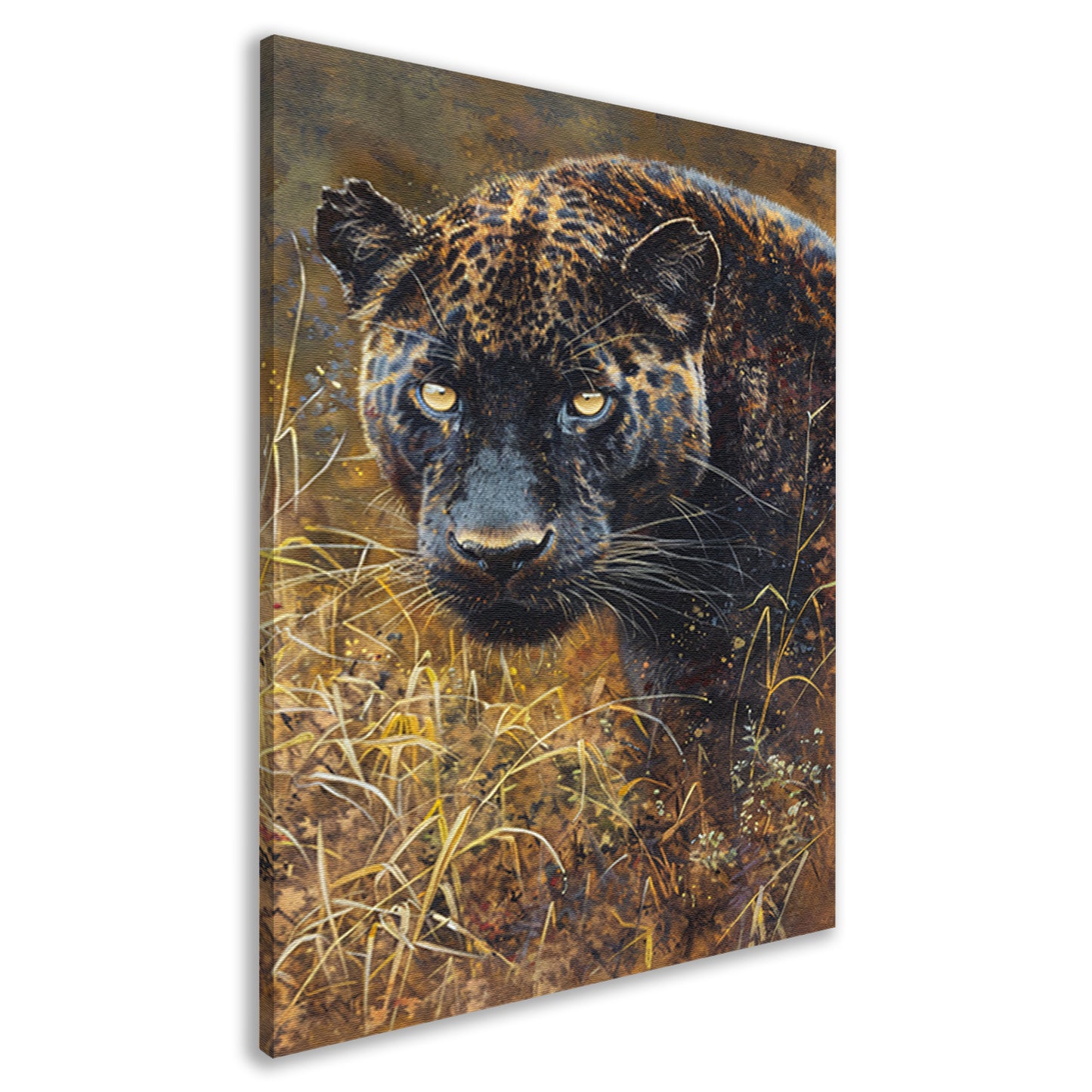 Gedetailleerd aquarel schilderij van een panter canvas