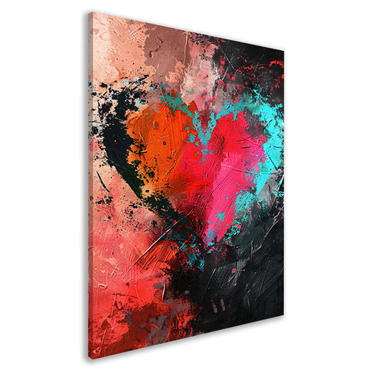 Abstract Hart in Explosie van Kleuren canvas