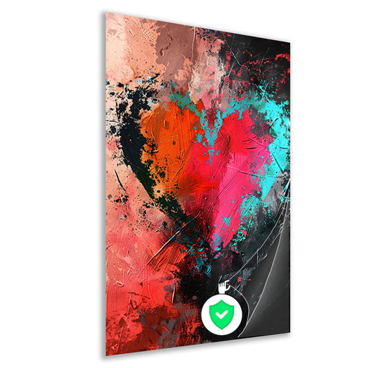 Abstract Hart in Explosie van Kleuren poster