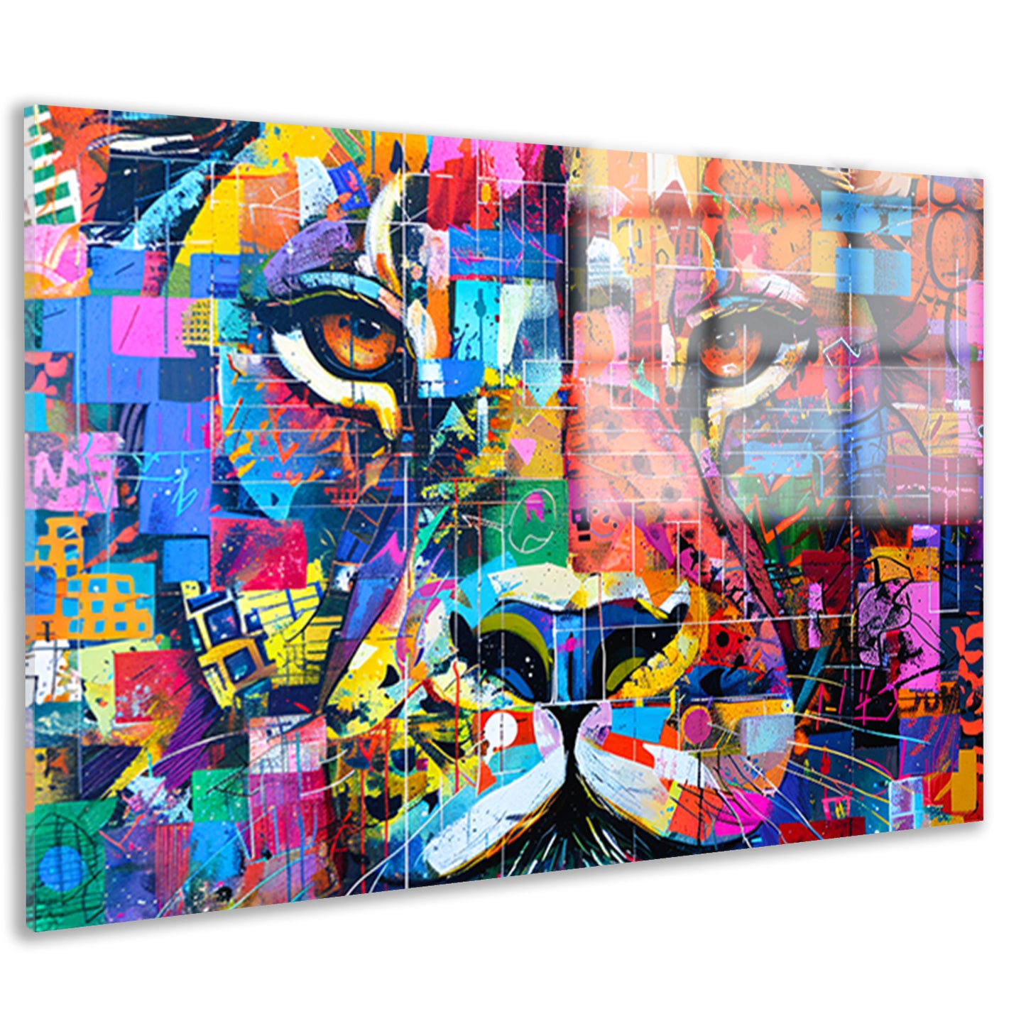Kleurrijke abstracte leeuw schilderij kunst acrylglas