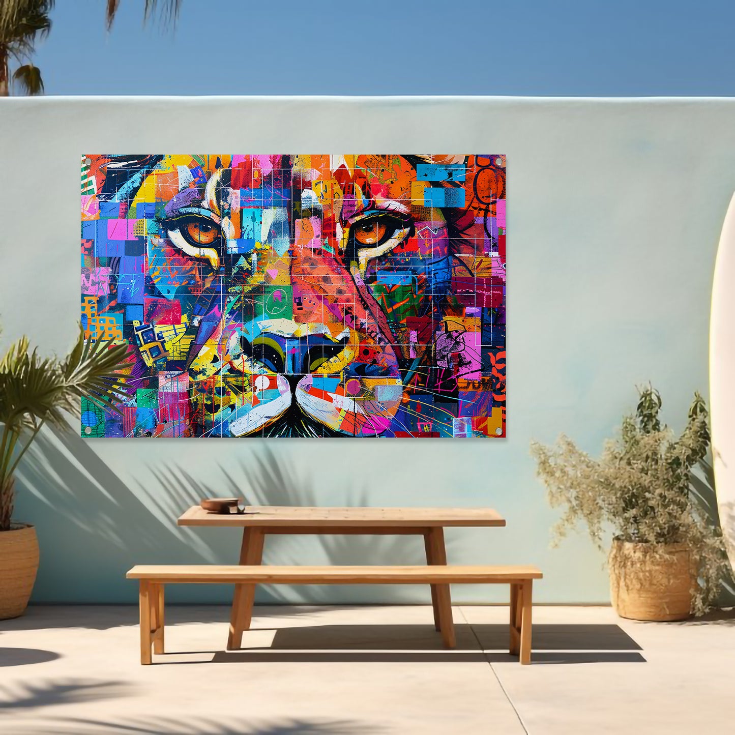 Kleurrijke abstracte leeuw schilderij kunst tuinposter