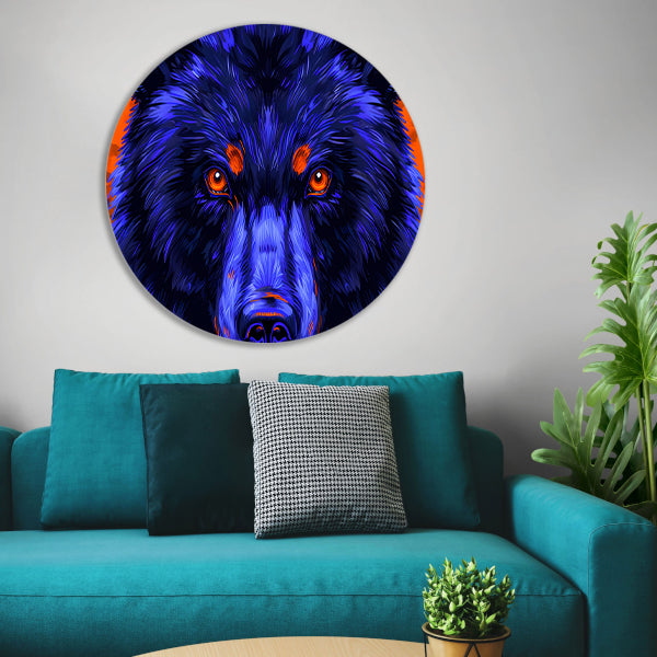 Moderne kleurrijke expressieve schilderij van een beer forex muurcirkel