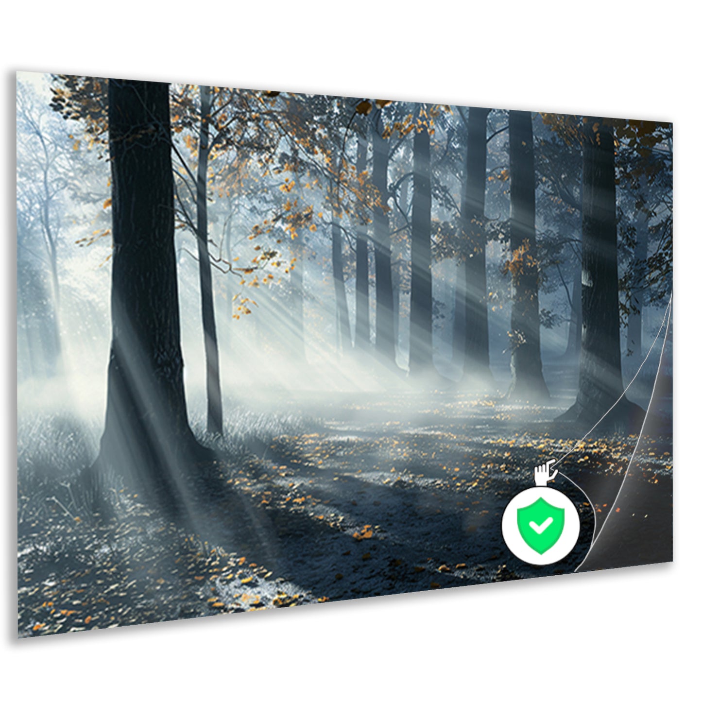 Mistig Bos met Zonnestralen en Schaduwen poster