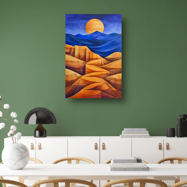 Surrealistisch berglandschap met felle kleuren canvas