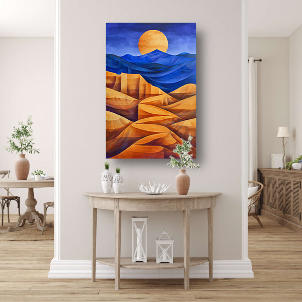 Surrealistisch berglandschap met felle kleuren canvas
