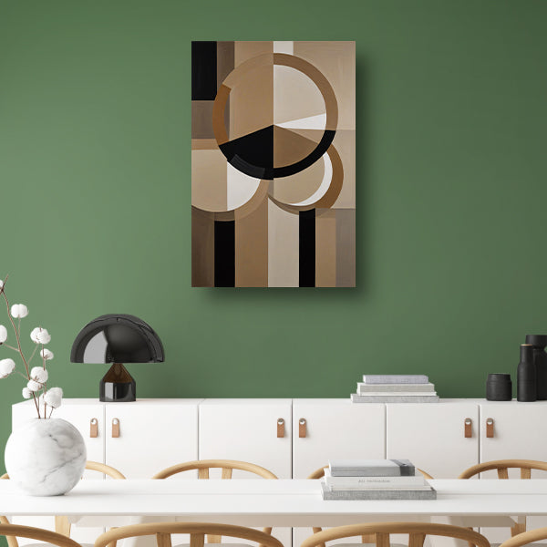 Geometrische Compositie met Aardetinten en Cirkels canvas
