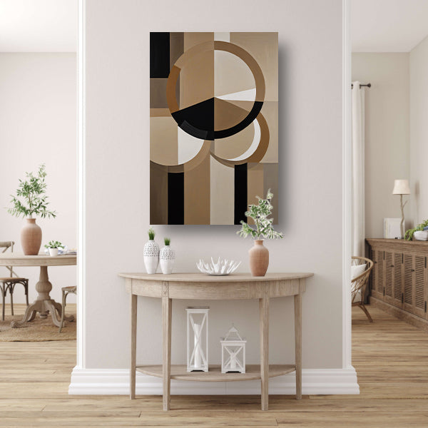 Geometrische Compositie met Aardetinten en Cirkels canvas