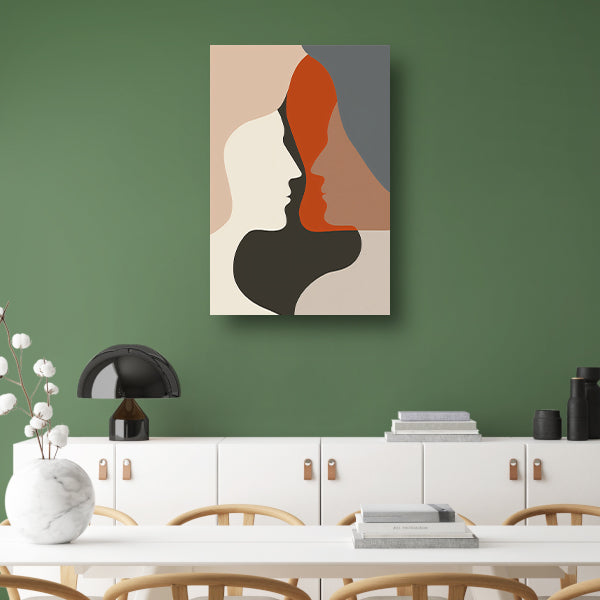 Abstracte Menselijke Profielen in Harmonieuze Kleuren canvas