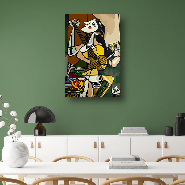 Abstract muzikant in dynamische kleuren canvas