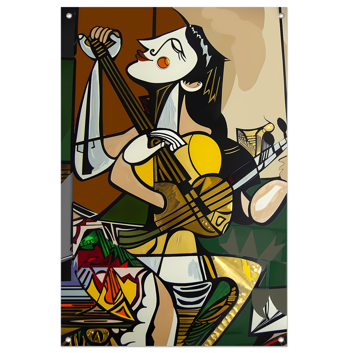 Abstract muzikant in dynamische kleuren tuinposter