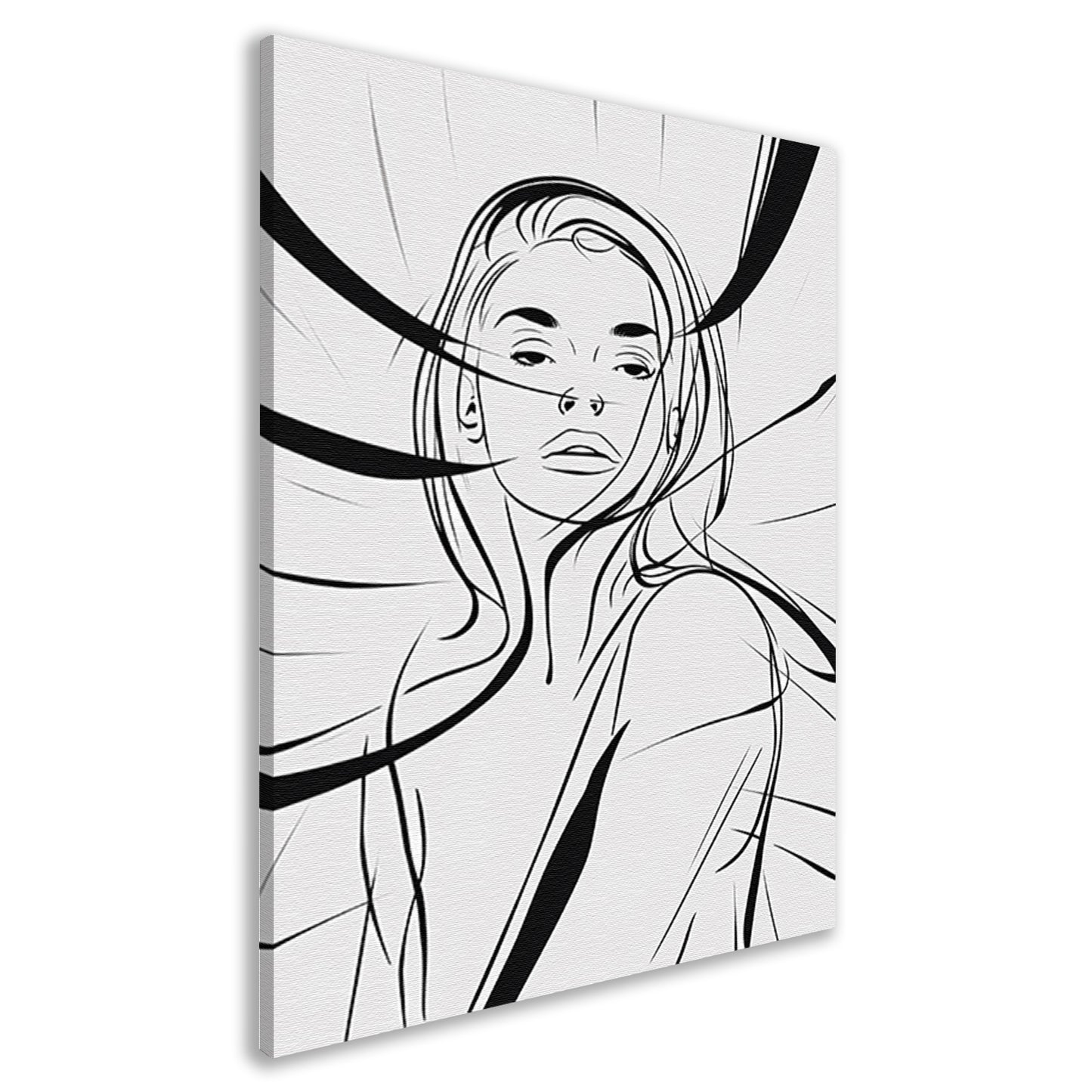 Minimale lijnillustratie van vrouwengezicht canvas