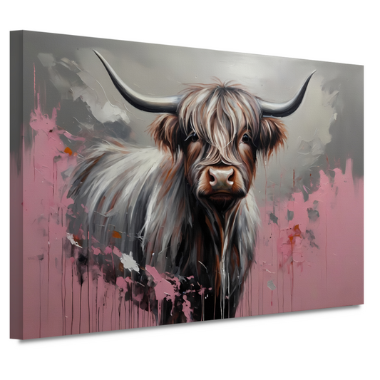 Kleurrijke Highland Koe in Modern Ontwerp canvas