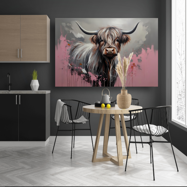 Kleurrijke Highland Koe in Modern Ontwerp poster