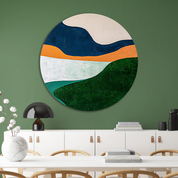 Abstract minimalistisch schilderij van een landschap forex muurcirkel