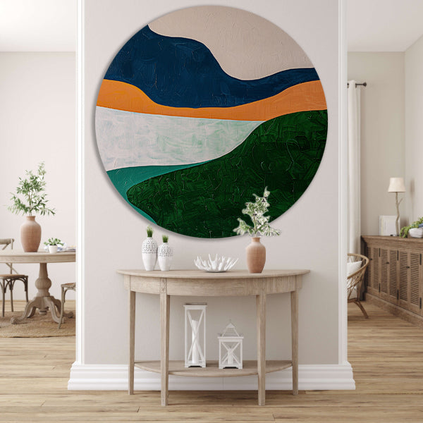 Abstract minimalistisch schilderij van een landschap forex muurcirkel