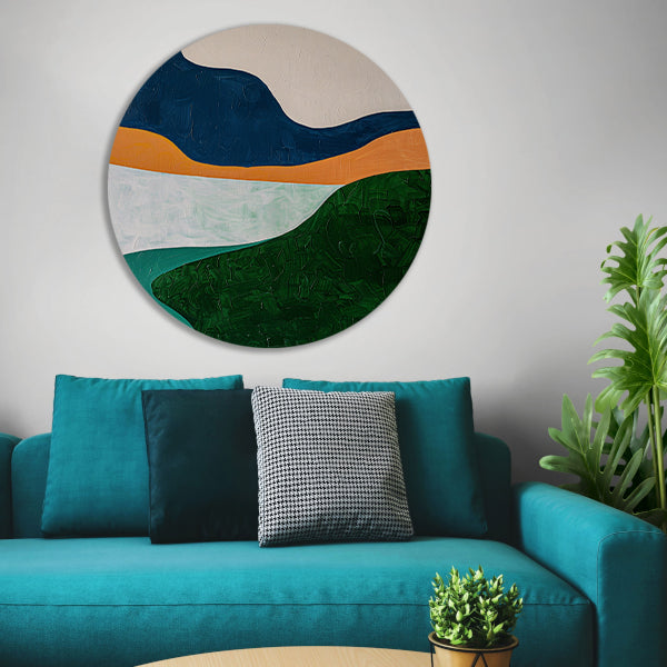 Abstract minimalistisch schilderij van een landschap forex muurcirkel