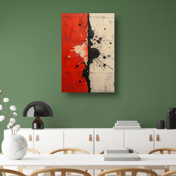 Abstract met rode en zwarte verfspatten poster