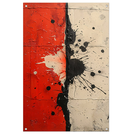 Abstract  met rode en zwarte verfspatten tuinposter