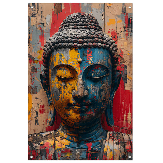 Kleurrijk Abstract Interpretatie van Boeddha tuinposter