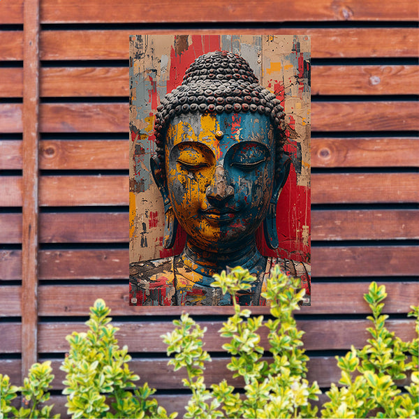 Kleurrijk Abstract Interpretatie van Boeddha tuinposter