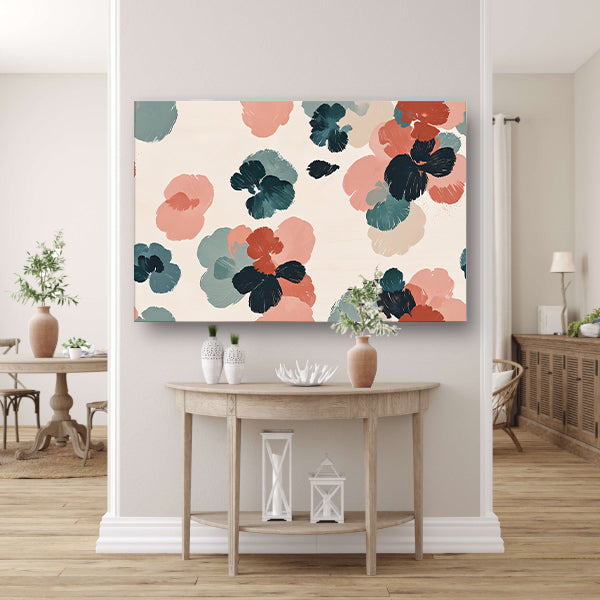 Abstracte bloemenprint in rustieke kleuren canvas