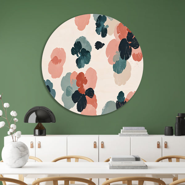 Abstracte bloemenprint in rustieke kleuren forex muurcirkel