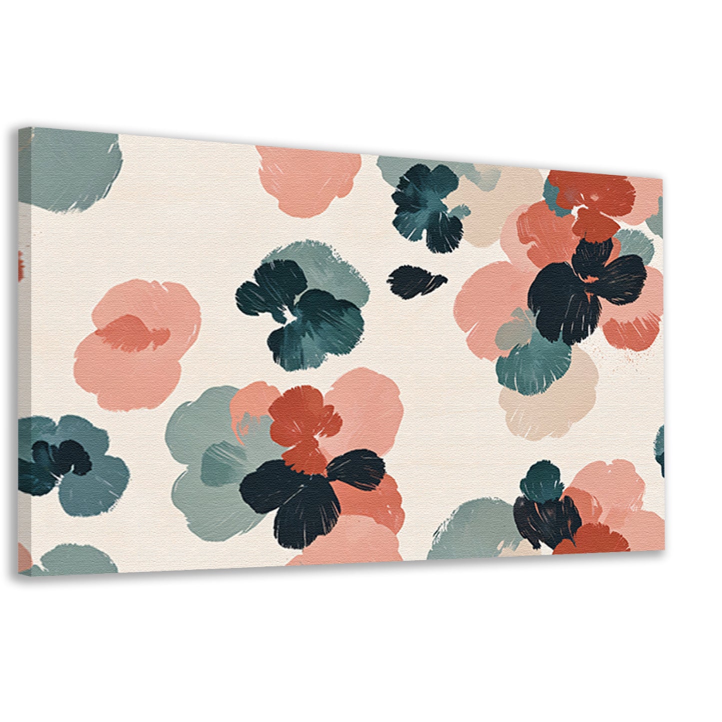 Abstracte bloemenprint in rustieke kleuren canvas