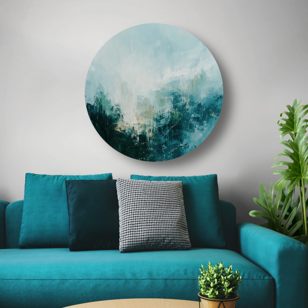 Abstracte Harmonie in Groen en Grijs forex muurcirkel