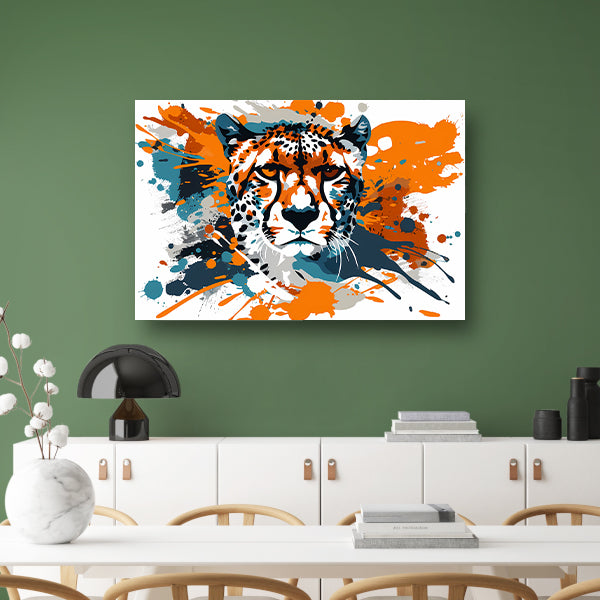 Dynamische abstracte cheeta schilderij print canvas