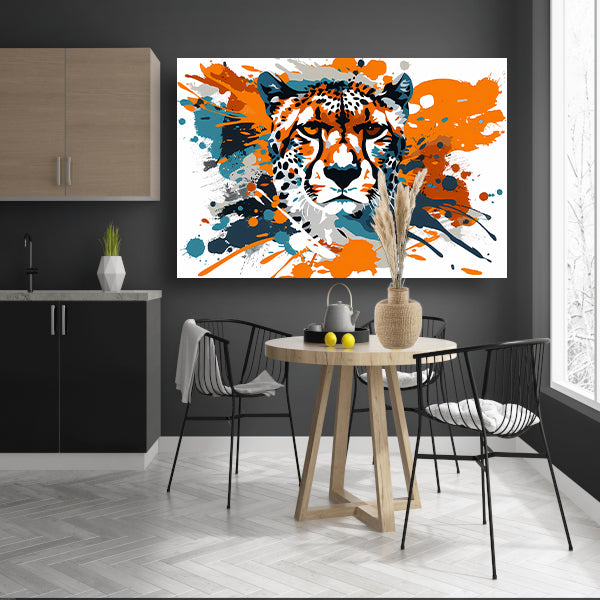 Dynamische abstracte cheeta schilderij print canvas