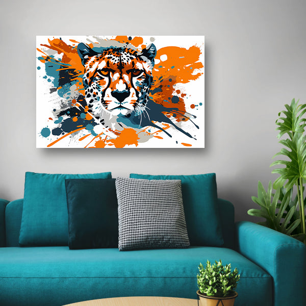 Dynamische abstracte cheeta schilderij print canvas