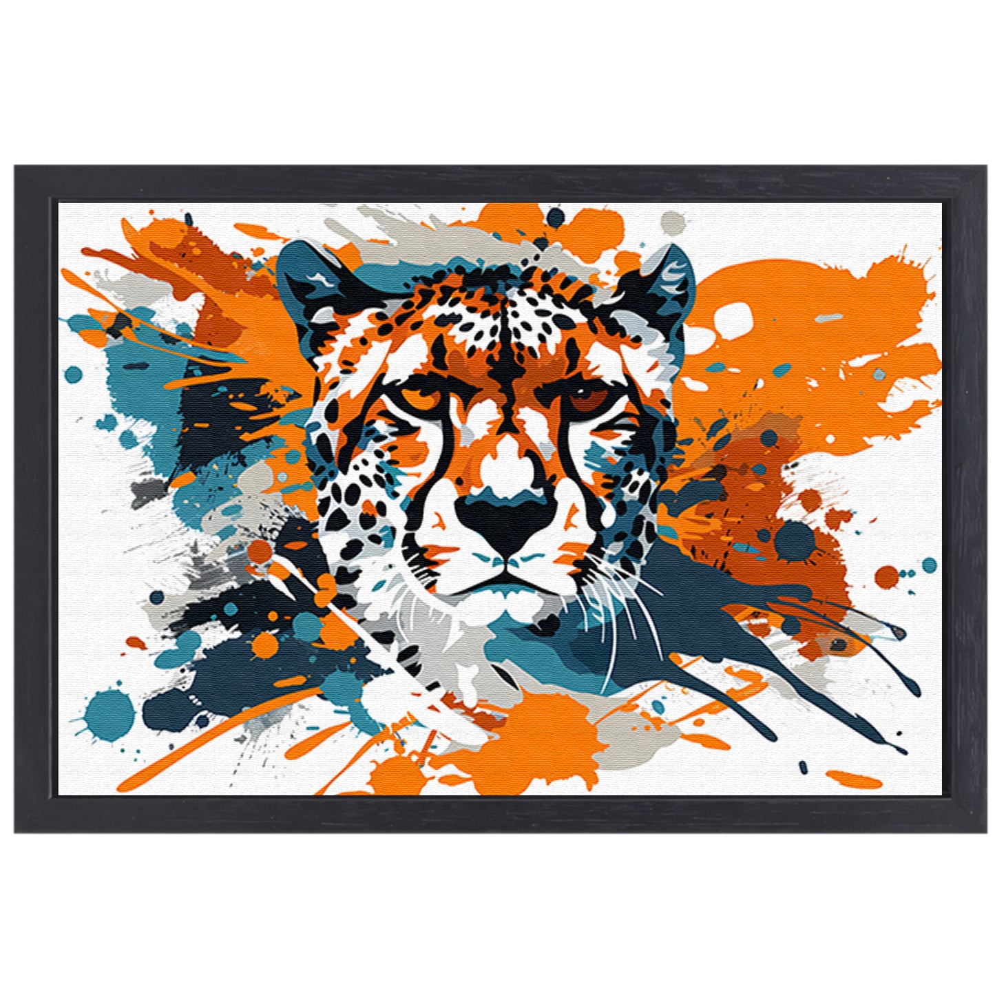 Dynamische abstracte cheeta schilderij print canvas met baklijst