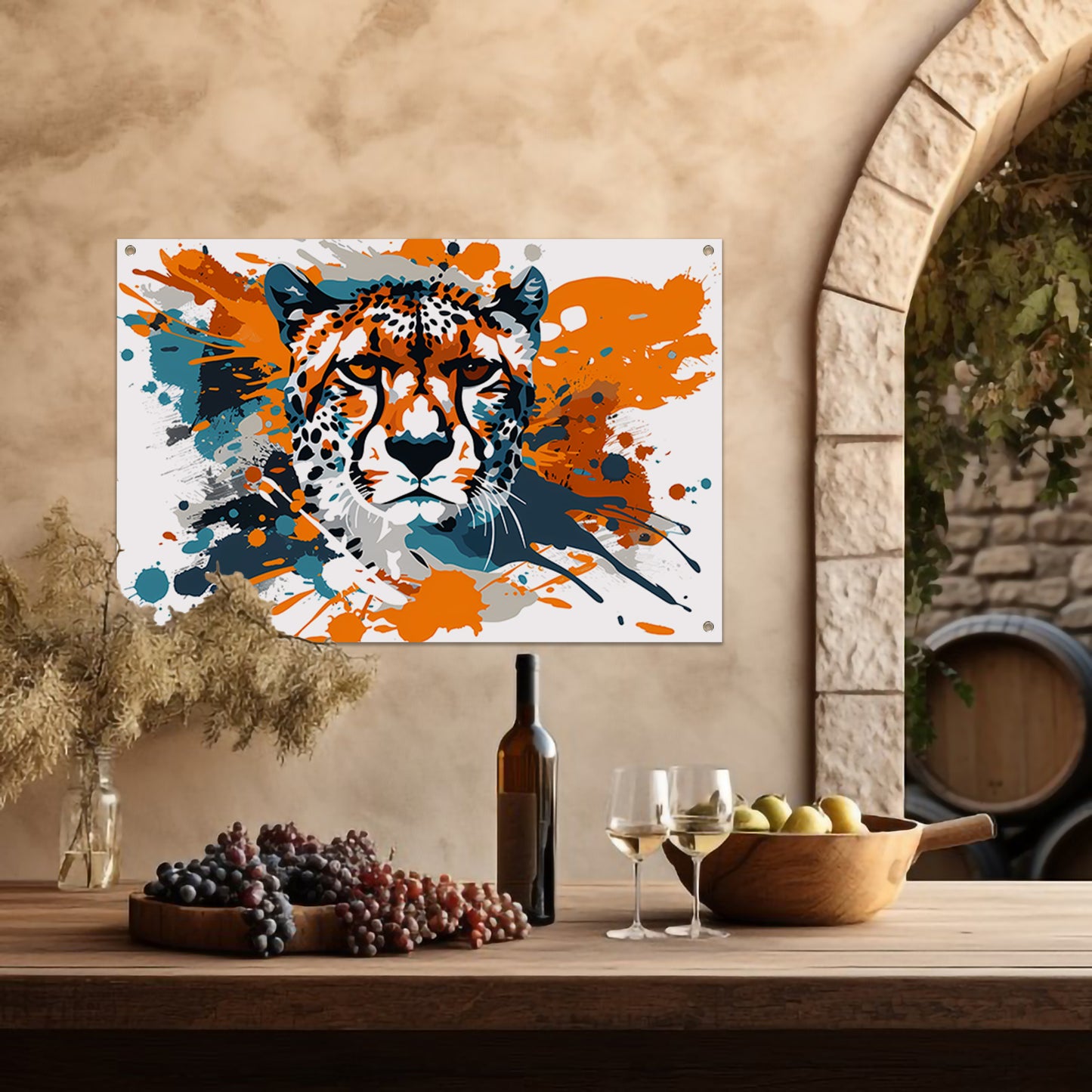 Dynamische abstracte cheeta schilderij print tuinposter