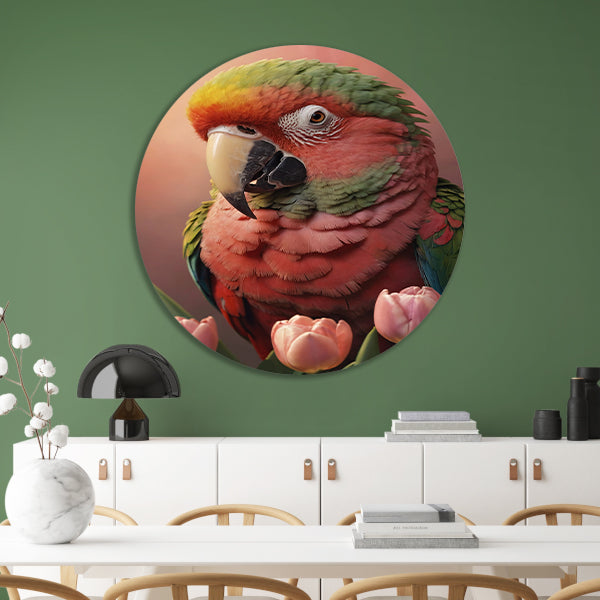 Harmonieuze Ontmoeting van Flora en Fauna aluminium muurcirkel