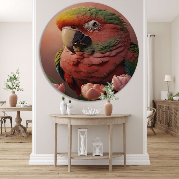 Harmonieuze Ontmoeting van Flora en Fauna aluminium muurcirkel