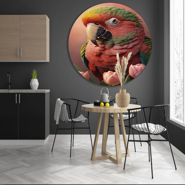 Harmonieuze Ontmoeting van Flora en Fauna aluminium muurcirkel