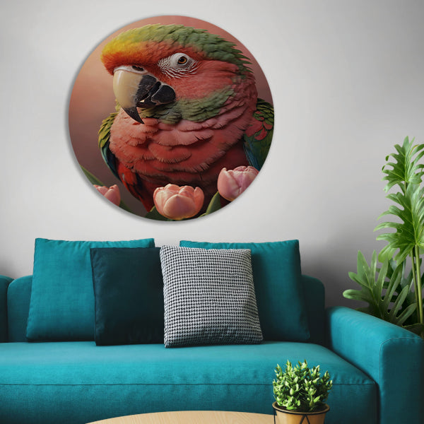 Harmonieuze Ontmoeting van Flora en Fauna aluminium muurcirkel