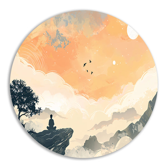 Abstracte Lijnencompositie aluminium muurcirkel