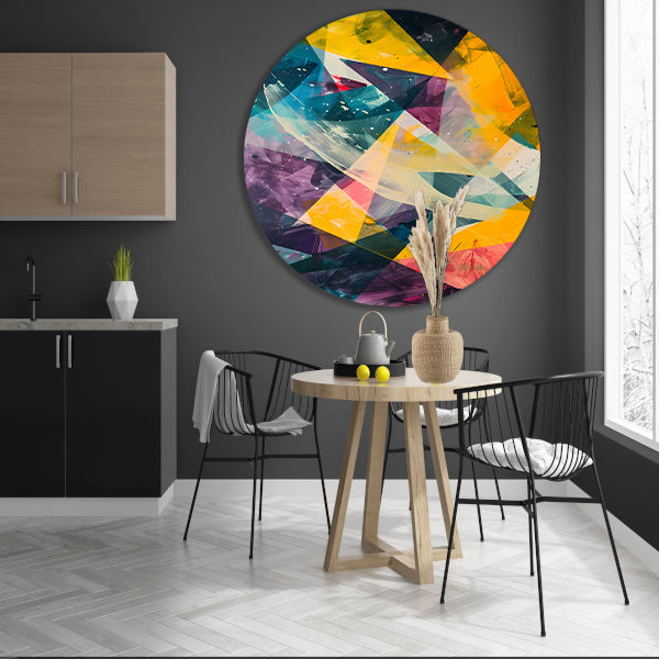 Abstract Expressie met Levendige Kleuren aluminium muurcirkel