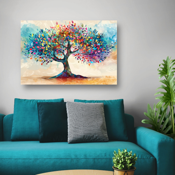 Abstracte Kleurrijke Boom canvas