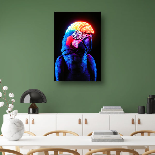 Kleurrijke papegaai met neon hersenen canvas