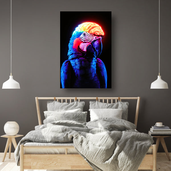 Kleurrijke papegaai met neon hersenen canvas