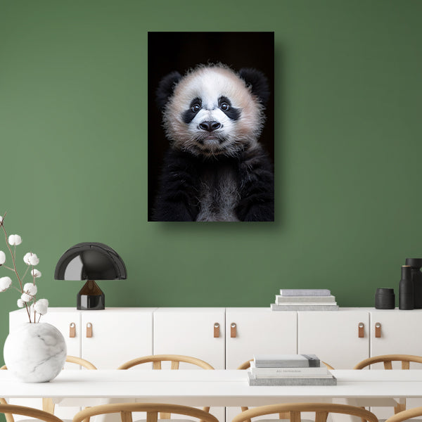 Portret van een Jonge Panda in Zwart-Wit canvas