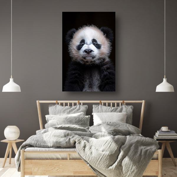 Portret van een Jonge Panda in Zwart-Wit canvas