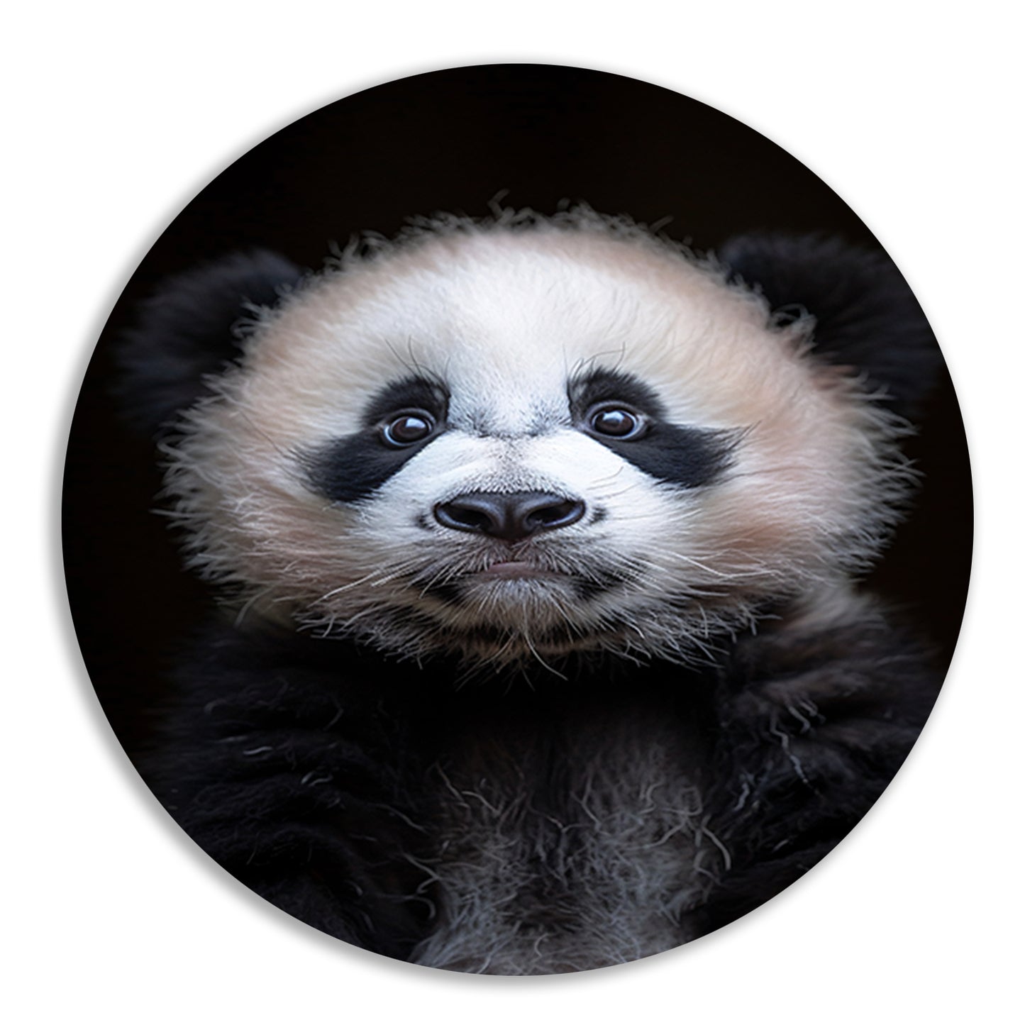 Portret van een Jonge Panda in Zwart-Wit aluminium muurcirkel