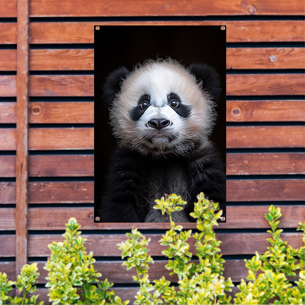 Portret van een Jonge Panda in Zwart-Wit tuinposter
