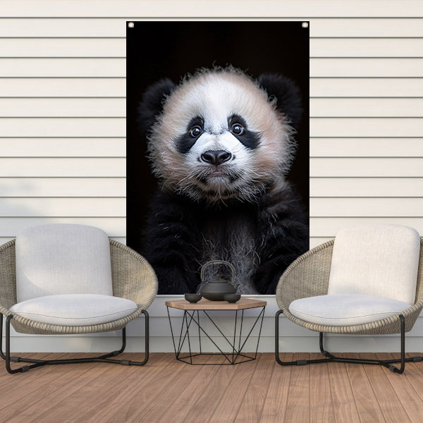 Portret van een Jonge Panda in Zwart-Wit tuinposter