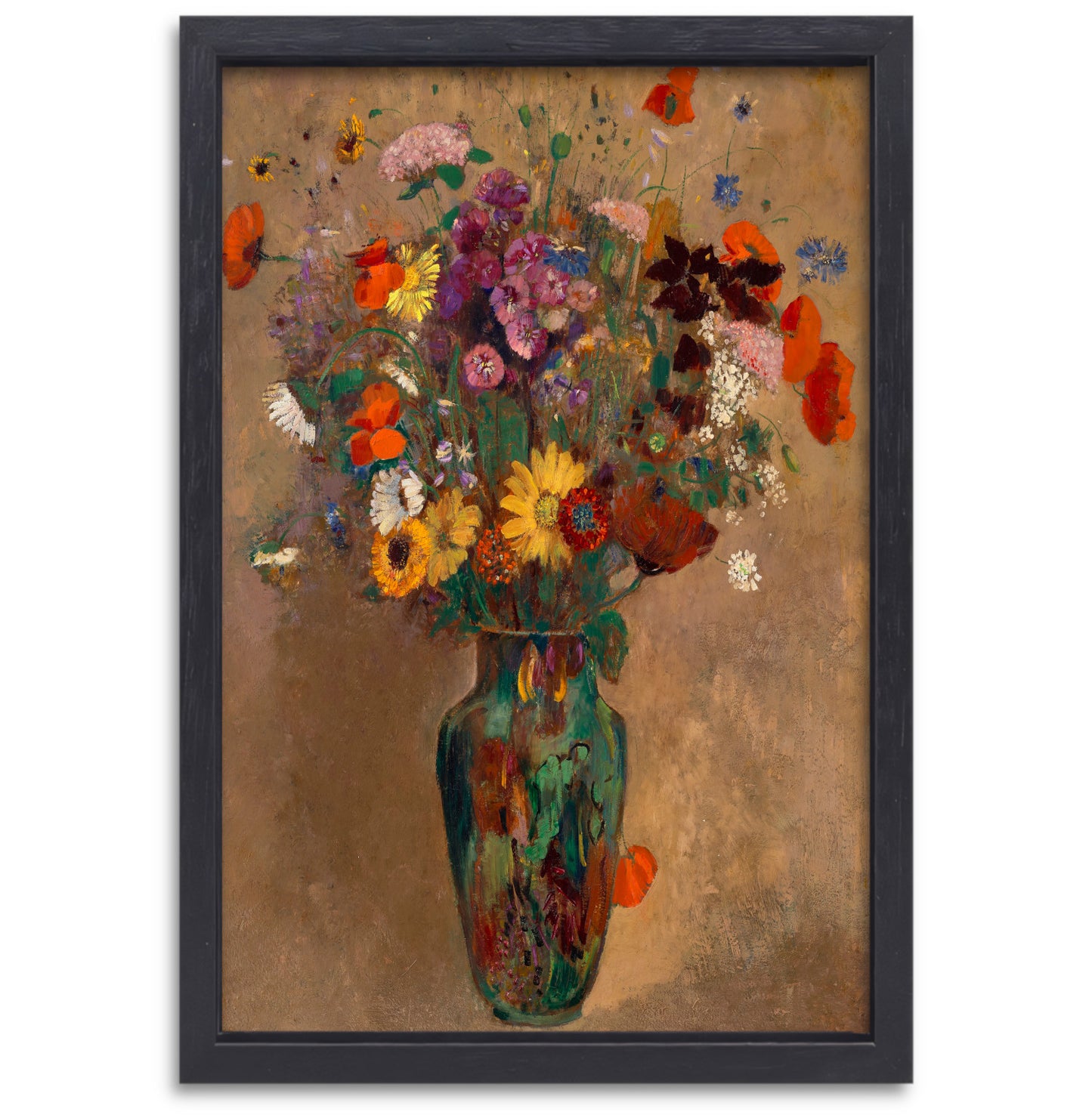 Groot boeket wilde bloemen - Odilon Redon canvas met baklijst