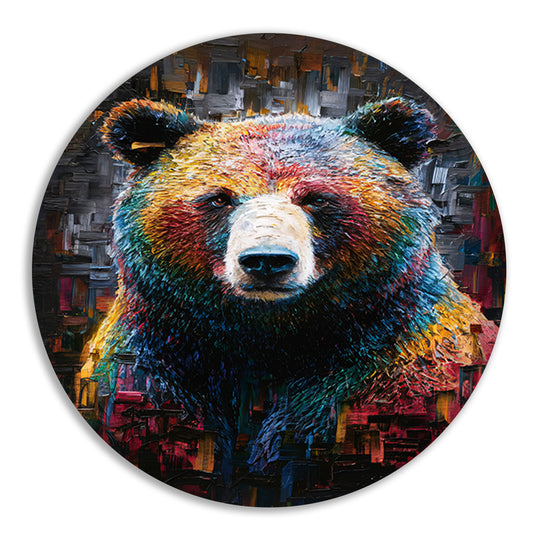 Explosieve Kleurontploffing met Beer aluminium muurcirkel